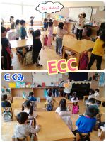 Ｃくみ今日はECCでした！年長さんになって始めと終わりの歌も変わり、教えてもらって元気に歌って踊っていましたよ♪