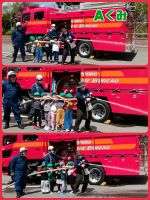 Aくみ今日の避難訓練で、年長さんは放水訓練の体験をさせてもらいました！ホースの重さにみんなドキドキしていましたよ☺️✨