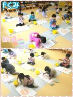 Fくみ絵画では、絵の具でアンパンマンを塗りました！枠からはみ出さないように真剣に塗っていました😆✨絵の具が大好きな子ども達です︎💕