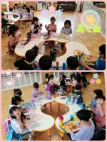 Aくみ幼稚園に新しい丸いテーブルがきました😁✨✨今日はAくみのみんなでレストランごっこをしていつもと違う感じで食べましたよ☺また機会があれば食べに来ます🍀✨