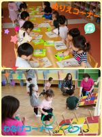 年少・Oくみ・ルンルンクラス今日は楽しみにしていたわくわくキッズでした✨始まると同時にぬりえコーナーは満員でした😆わなげも上手に狙いを定めていましたよ！！