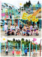 Eくみ昨日の美しが丘西公園の様子です✨バスの中から、ワクワクな子ども達❗️公園に着くと色々なところに行って遊んでいましたよ😋お友達と走り回ったり、砂を集めて山を作ったりして楽しんでいる子もいました❗️帰りのバスでは、「楽しかった〜☺」とにこにこのみんなでした👋