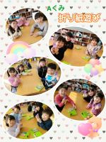 Aくみ今日は折り紙遊びで「ぴょんぴょんたろう」を作りました❗折るのがとても上手になった子どもたち😆様々な表情のが完成しましたよ✨