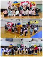 Cくみ年長のイベントで、コラショとonちゃんとしまじろうが来てくれました🎵一緒に踊ってゲームをしましたよ🎵